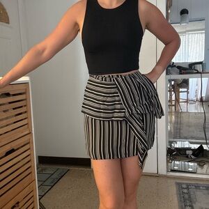 Zara Asymmetrical Black and White Striped Skirt